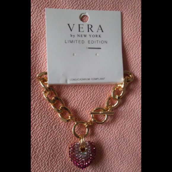 Ladies Nice Holiday Birthday Gold Chain Link Heart Rhinestone Bracelets - Picture 5 of 5